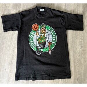 Vintage 1990s Boston Celtics Pro Player Black Shirt 18/20 single stitch made USA